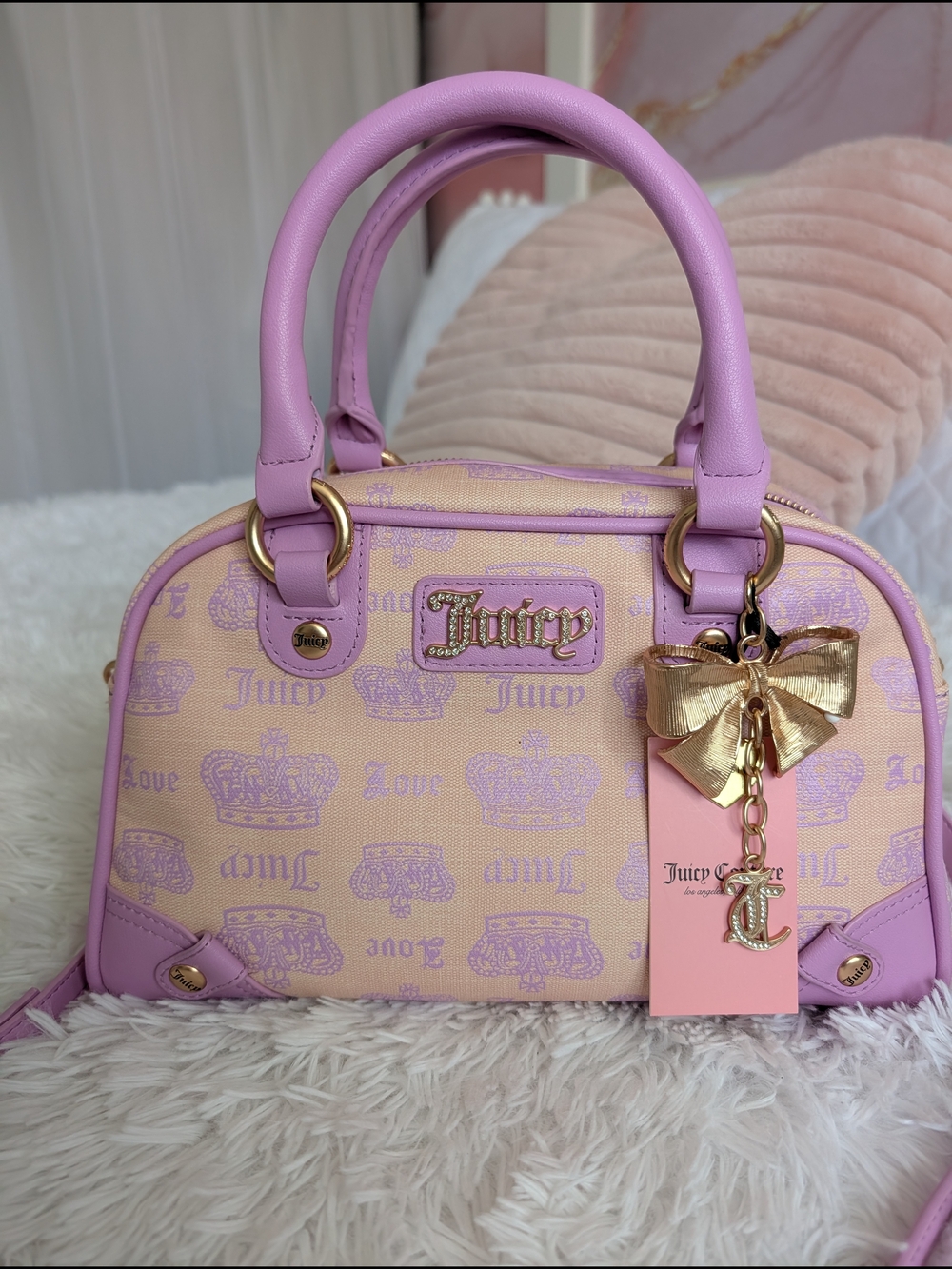 Juicy Couture Pink & Cream Logo Satchel
